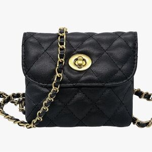 NWOT Black Quilted Coin Purse Belt